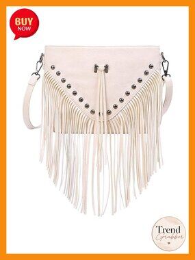 Vegan Faux Leather Fringe Crossbody Purse Tassel Bag